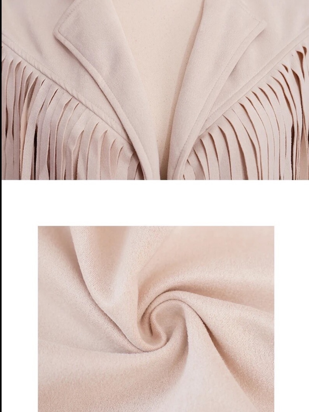 Faux Suede Fringe Mini Skirt in Cream - Picture 6 of 6